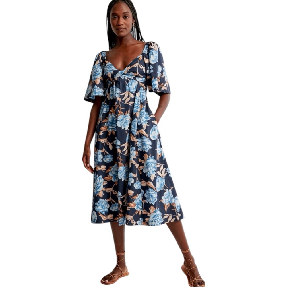 Abercrombie & Fitch Blue Floral Midi Dress